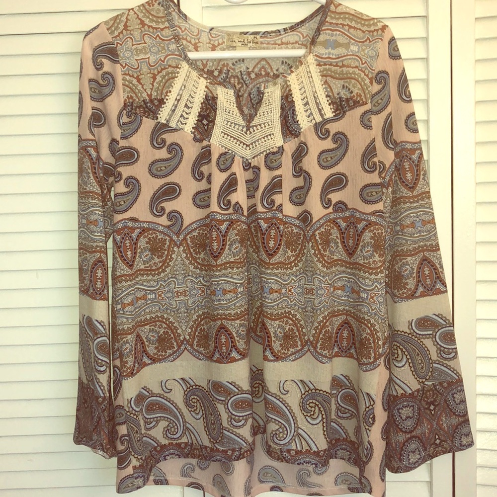 Boho style paisley peasant top size petite large